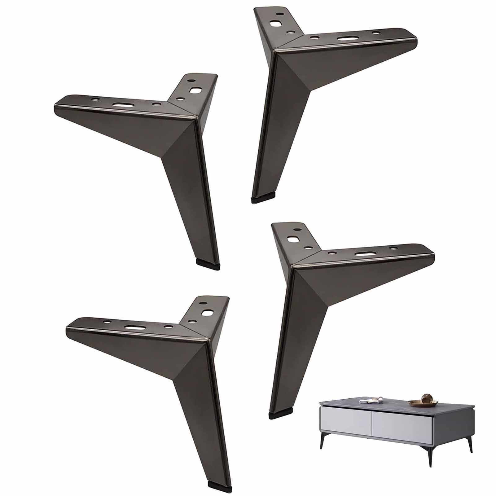 Patas para Muebles,4 Piezas Patas Sofá Modernas Patas Gabinete Metal Triangulares Patas Soporte Reemplazar para Armario Silla Mesa Café Sofás (17cm(6.6in),Gun Black)