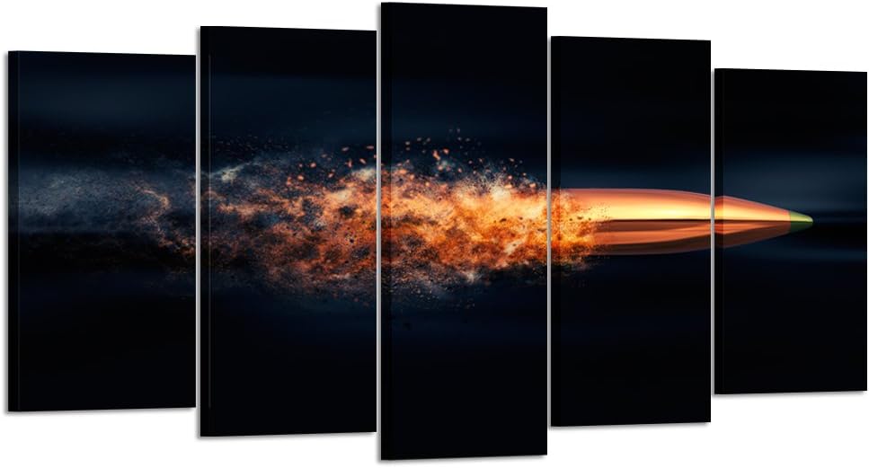 KREATIVE ARTS Flying Bullet with Dust Trail Canvas Print Pictures Framed Modern Contemporary Paintings on Canvas Posters and Prints Wall Art for Living Room Decor