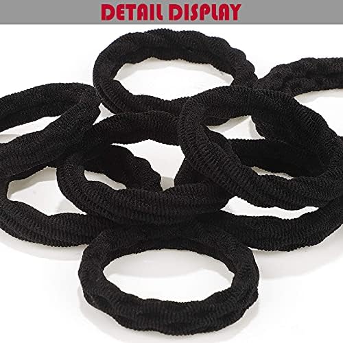 60 Pieces Seamless Hair Ties Ponytail Holders Thick Elastic Hair Tie Cotton No Crease Hair Band for Women,girl,thick Heavy and Curly Hair,lightweight Highly Elastic,4 Styles(Black,Fresh Style)