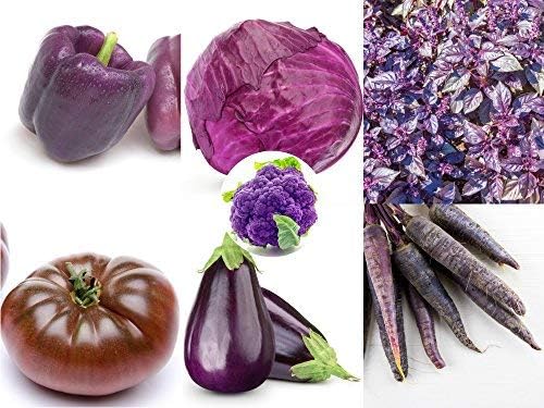 RDR Seeds The Purple Pack - 7 Different Types of Purple Plant Seeds Packaged Separately - Purple Cauliflower, Purple Tomato, Purple Carrots, and More