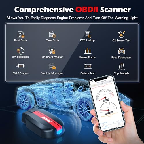 Image of ANCEL BD200 OBD2 Scanner Bluetooth - Code Reader & Check Engine Diagnostic Scan Tools with Car Battery Test, Exclusive App On iOS & Android, Wireless OBDII Adapter Works for 1996 & Newer Vehicles