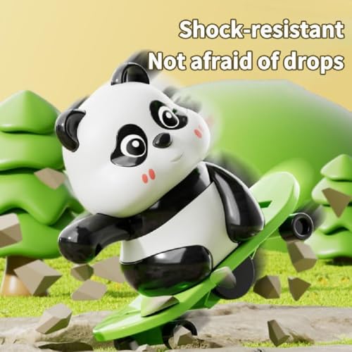 Image of 3 Pcs Cute Panda Action Toy Set for Kids, Interactive Rotating Panda Figures with Skateboard, Hula Hoop & Jump Rope, Fun Moving Play Toys for Boys and Girls Age 3+