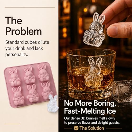 Molde de Hielo Silicona 3D Conejito 6 Cavidades miniatura 3