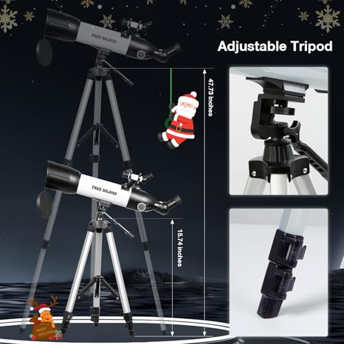 Image of FREE SOLDIER Telescope 80mm Aperture 500mm Refractor Telescope for Adults High Powered - Professional Astronomical Refracting Telescope for Beginners White
