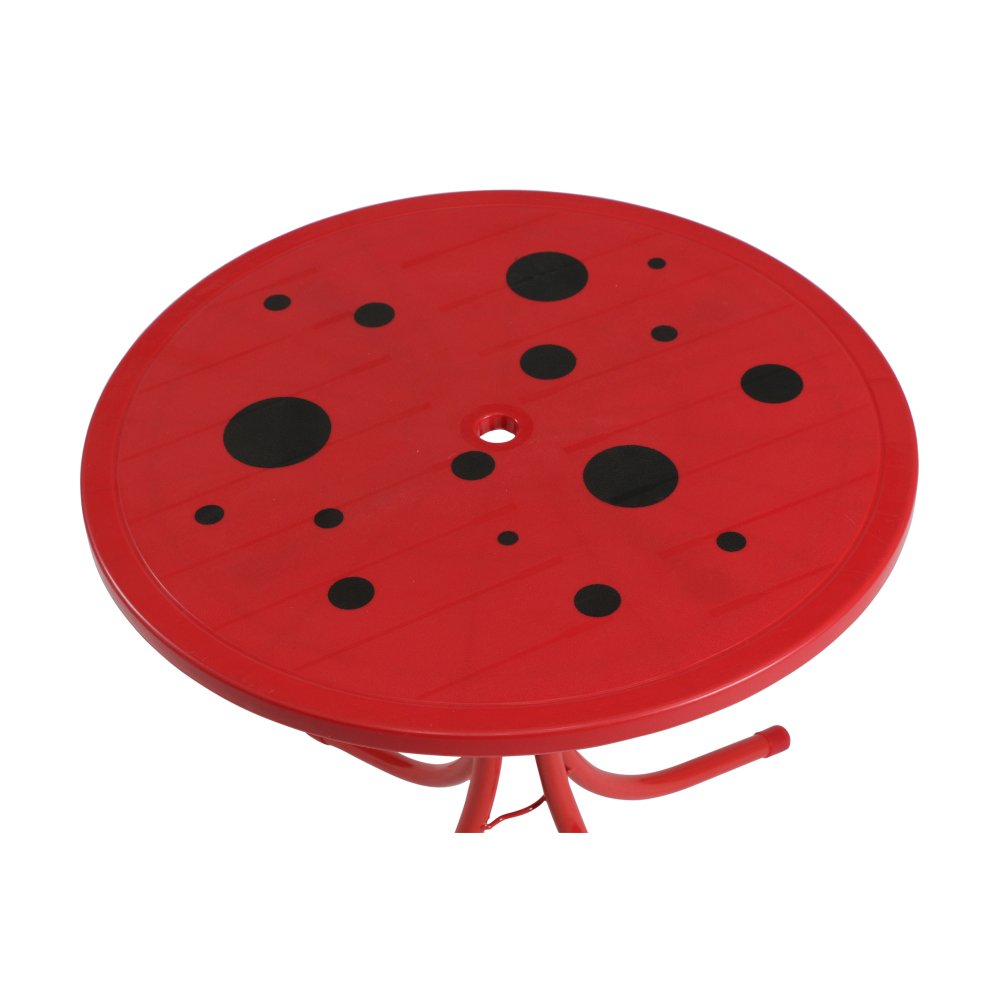 Siena Garden 672618 Marie Set pour Enfants 2 Fauteuils Pliants 1 Table + 1 Parasol Acier Motif de Coccinelle Jaune/Rouge