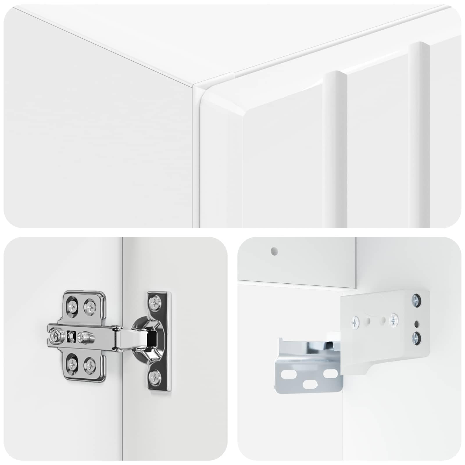 Armadietto da bagno da parete bianco lucido in legno con ampio spazio di archiviazione, 33 x 34,5 x 60 cm, ideale per lavabo, lavandino, WC degli ospiti, con anta e mensola