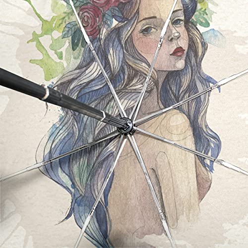 Parapluie princesse d'art aquarelle pliant de qualité supérieure