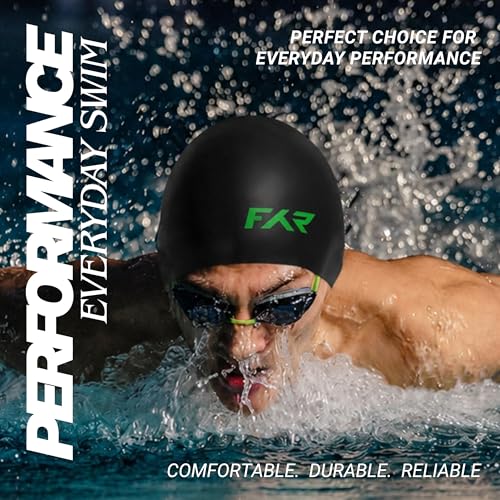 Image of Swimming Cap for Men, Women & Kids 6-14 Boys Girls |100% Silicone Swim Cap for Long Hair| Indian Head Size Cap Comfort (Dark Night, Plain)