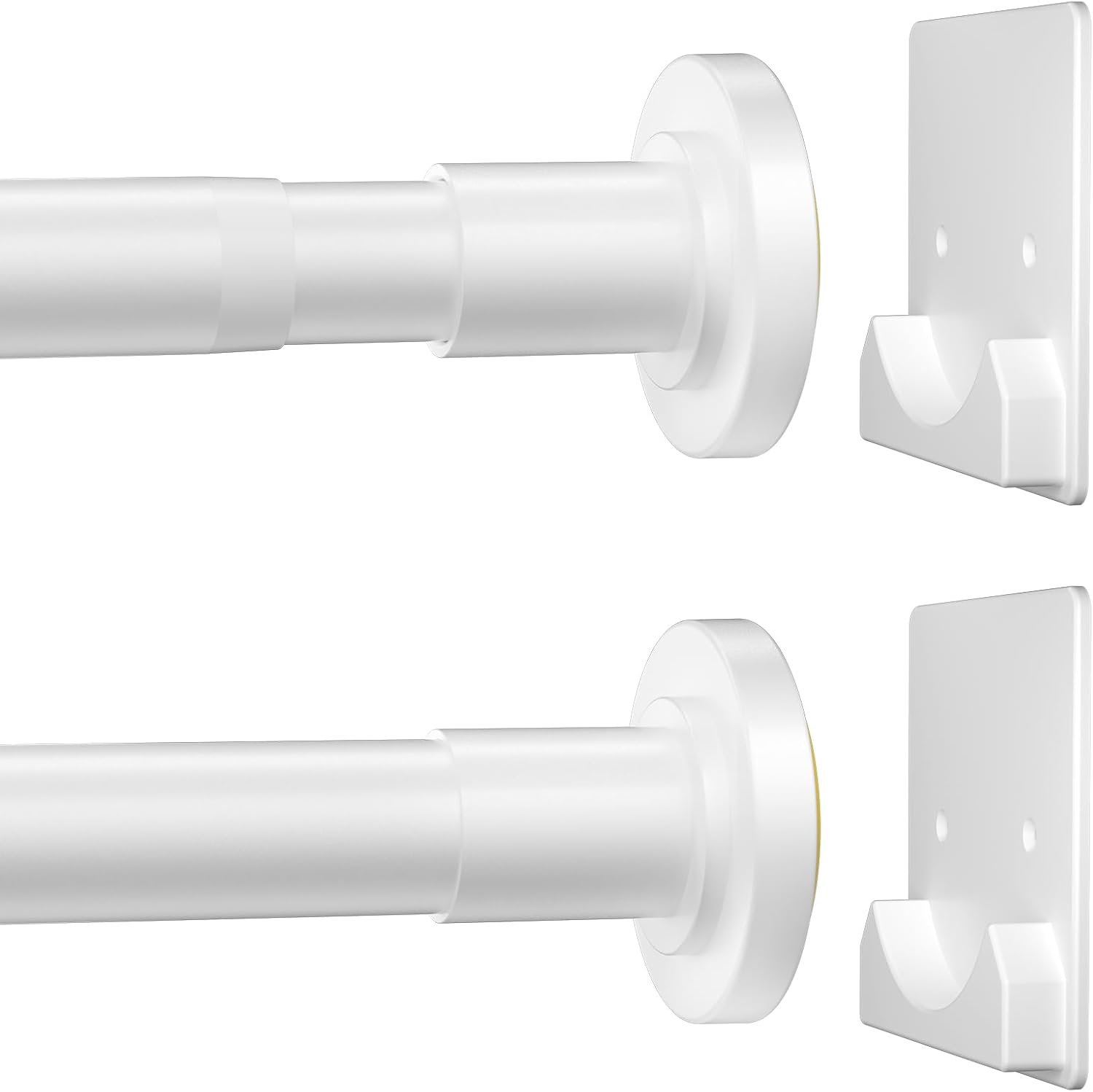 White Shower Curtain Rod,1 Inch Diameter Stainless Steel Adjustable Spring Tension Rods 32 to 80",with Holders,Anti-Slip,Curtain Rods No Drilling(1 Pack) 32-80 White