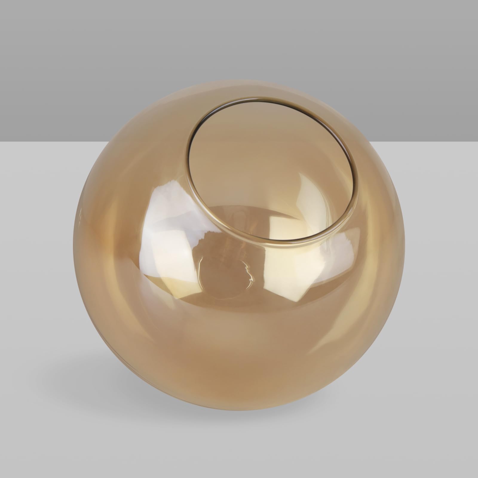 Pantalla de globo de vidrio de repuesto para iluminación, accesorios de vidrio ámbar para luces colgantes, luces de pared y luces de techo, 5.9 pulgadas de diámetro, 2.64 pulgadas de diámetro de 2