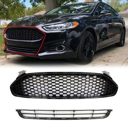 Miniatura 2 de Parachoques delantero Kit Honeycomb superior e inferior rejilla apto para Ford Fusion parrilla accesorios 2013 2014 2015 2016