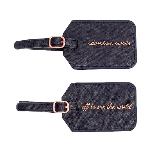 Miamica Women's Navy Saffiano Luggage Tags, 2-pack, Off To See The World, Adventure Awaits, M31249-Blue