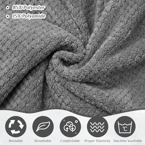 Tigeen Plus Size Towel Wrap for Women Spa Robe Set with Shower Hair Drying Turban Cap Towel Headband Adjustable Bathrobe4