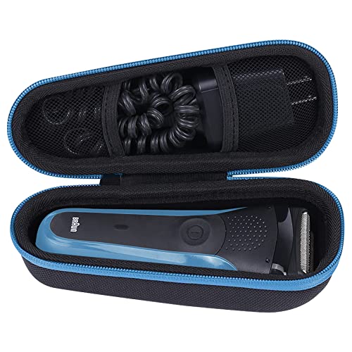 Khanka Hard Travel Case Replacement For Braun Series 3/5 5018S 3010 340S-4 3050 390Cc-4 380S-4 3040 Electric Foil Shaver Men's Razor, Case Only (Black&Blue) #TOP1
