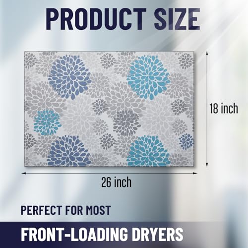 Image of Teenyyou 1 Pcs 26 inch x 18 inch Dryer Top Protector Mat, Washer and Dryer Topper, Non Slip Waterproof Machine Cover Dust Proof Quick Drying Topper Pad for Laundry and Kitchen (Bloom Blue)