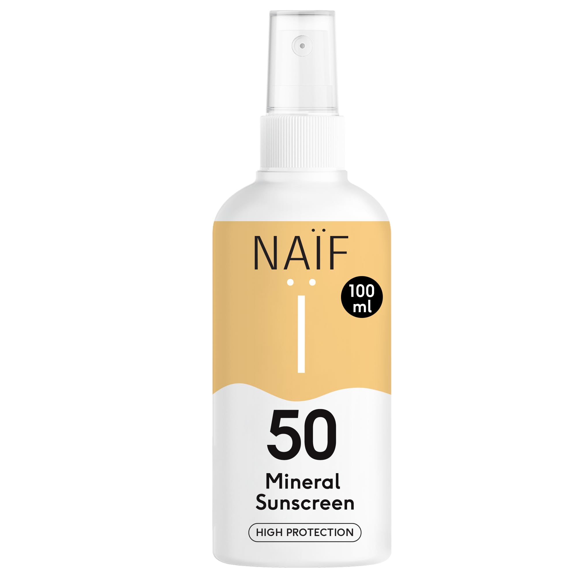 Naïf Protector Solar Mineral en Spray - para toda la familia - Protección Inmediata - Resistente al agua - Factor 50-100ml
