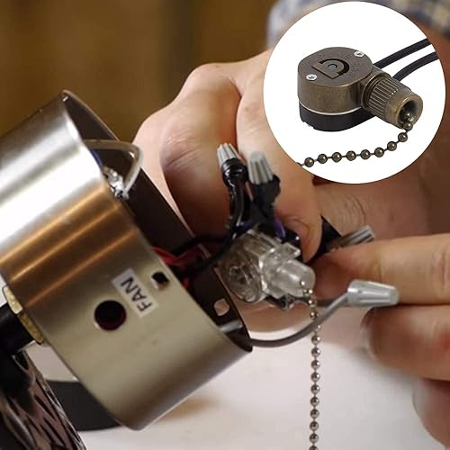 Miniatura 8 de Interruptor de luz de ventilador de techo ZE-357.6 ft, interruptor de cadena de metal, interruptor de ventilador de dos cables para piezas de