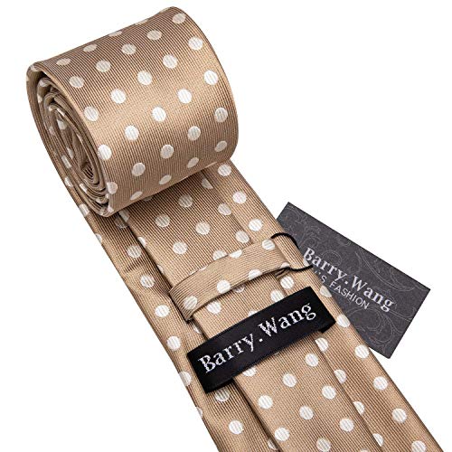 Image of Barry.Wang Ties for Men Silk Tie Sets Polka Dot Woven Necktie Pocket Square Cufflinks Business Wedding