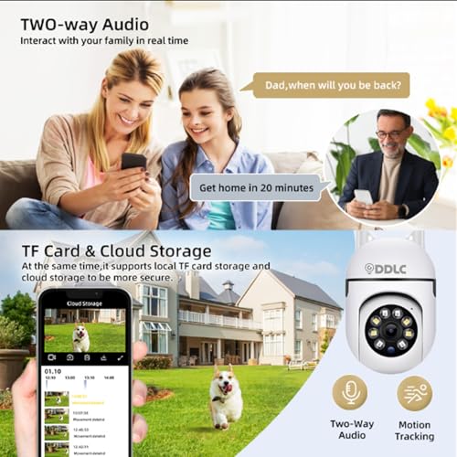 Image of DDLC 4MP Wireless PTZ Security Camera for Home Outdoor | Dual Antenna | 360 Pan Tilt | Night Vision | Two-Way Audio | Motion Detection | WiFi CCTV Camera with Mobile App V380 Pro (Mini PTZ)