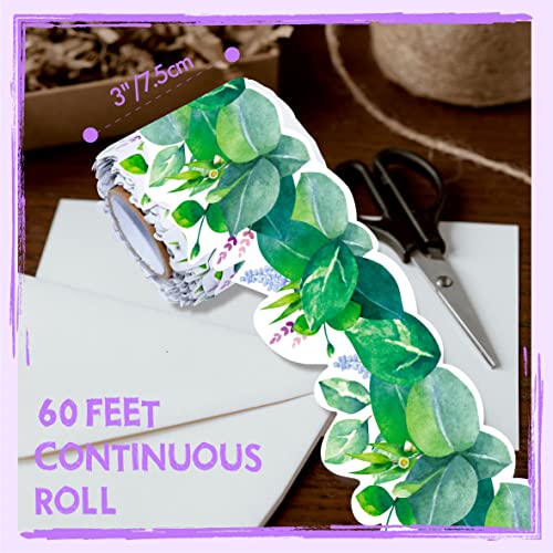 Image of 60 Feet Bulletin Board Borders, Scalloped Rolled Border Trim with Floral and Leaves Patterns for School, Classroom & Offices
