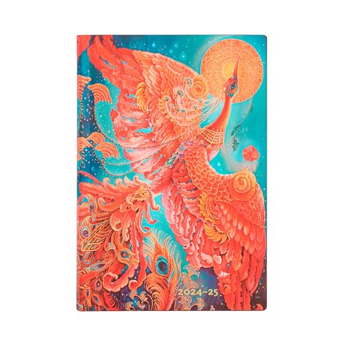 Paperblanks Flexi 2025 Firebird Mini Horizontal 13-Month Calendar, red