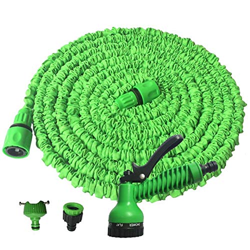 SqsYqz Home Magic 3 Times Telescopic Water Pipe Multi-function Car High-pressure Car Wash Water Gun Garden Garden Watering Suit,Green,25FT