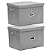 2er Pack Aufbewahrungsboxen mit Deckel Stoff, Faltbare Aufbewahrungsbox Groß, Stackable Storage Boxes for Toys und kleiderboxen Aufbewahrung, Verstauboxen Waschbar - Grau
