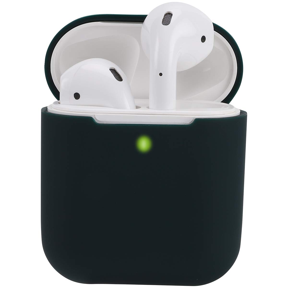 KOKOKA Silicona Compatible con AirPods 2, Fundas Protectora de Silicona para AirPods 2, LED Frontal Visible, Soporta Carga inalámbrica, sin Mosquetón, Dark Green - 2