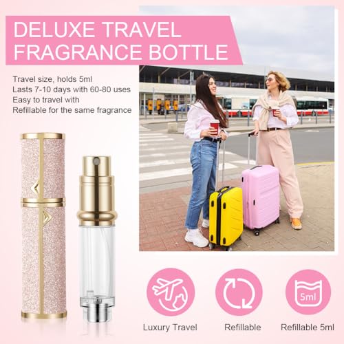 LOPHE Perfume Travel Bottle, 5ML Luxurious Perfume Atomiser Refillable, Shining Perfume Spray Bottle, Easy to Refill Perfume Atomiser for Women Men (Pink) - Image 6