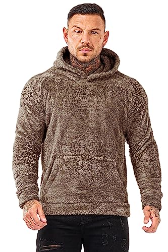 GINGTTO Men's Fuzzy Sherpa Sweatshirt Fashion Pullover Fleece Hoodies