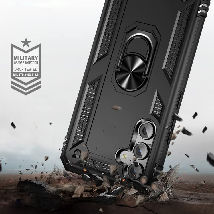 Image of Back Cover for Samsung Galaxy A54 5G | Rugged Armor Case with Ring Stand | 360 Protection | Shockproof | Camera & Screen Guard (PC, Black)