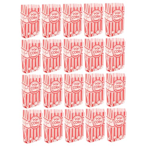 Amosfun 20Pcs Grease Resistant Paper Popcorn Bags for Parties Snack Holders Bulk Popcorn Packaging for Birthdays Events