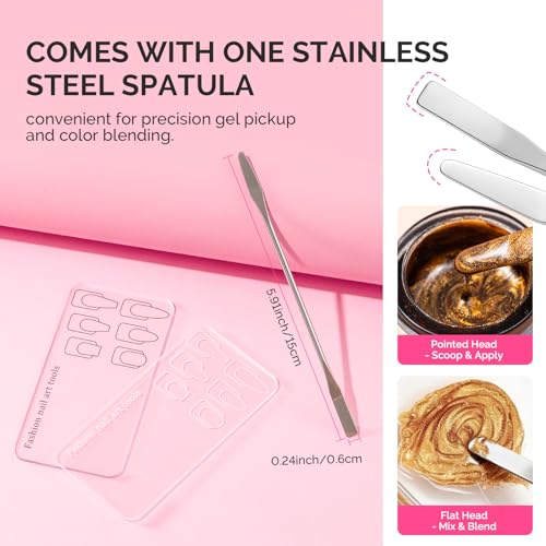 Image of MelodySusie 2Pcs Nail Art Palette with Spatula, Practice Hand Alternative with Nail Shape Lines, Reusable Gel Polish Mixing Plate for Nail Training & Finger Practice, Clear