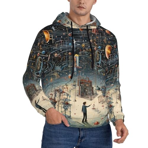 YQTGBCED Camisolas com capuz com estampado de física para homem, perfeitas para a primavera, outono e inverno, Preto, Unissexo médio