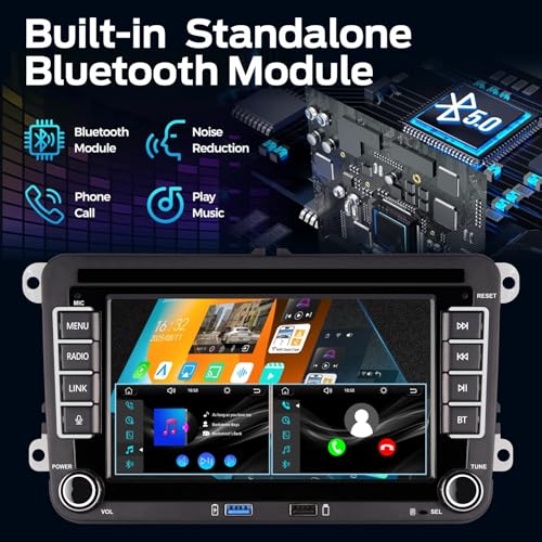 [Schnellstart] Linux Autoradio für VW Golf 5/Golf 6/Polo/Passat,VW Radio mit Wireless CarPlay & Android Auto,7\ VW-Display-Kompatibel mit Original-Lenkradsteuerung,AM/FM/RDS,Bluetooth,DSP,Mikro,45Wx4
