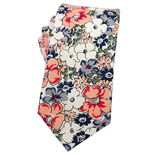 Mantieqingway Men’s Cotton Floral Neck Tie 2.56” Printed Skinny Tie