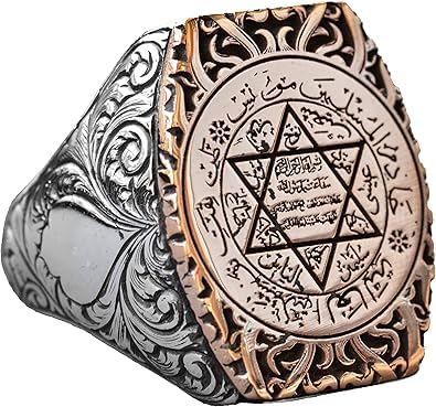 KAMBO Anillo de David de Estrella, anillo de Cabalá, de plata de ley 925, de sello del rey Salomón, Plata, Sin piedras preciosas