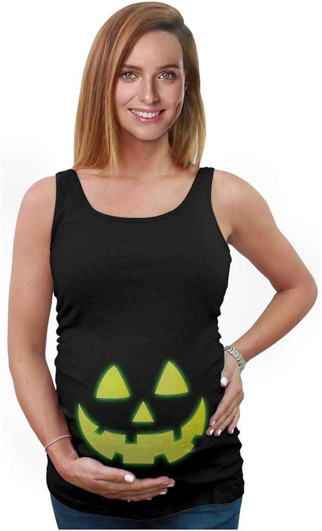 Glow in The Dark Jack O' Lantern Halloween Pumpkin Costume Maternity Tank Top at  Women’s Clothing store