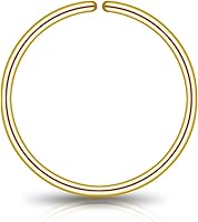 Vista 18 de LUCKYJEWUS Argolla pequeña y delgada de oro o plata de ley para perforación de nariz de mujer Dorado
