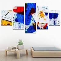 SIGNWIN 5 Panel Canvas Wall Art Modern Art Abstract Brushstroke Closeup Expressionism Expressive Modern Multicolor Oil Painting for Home Decorations Ready to Hang - 60