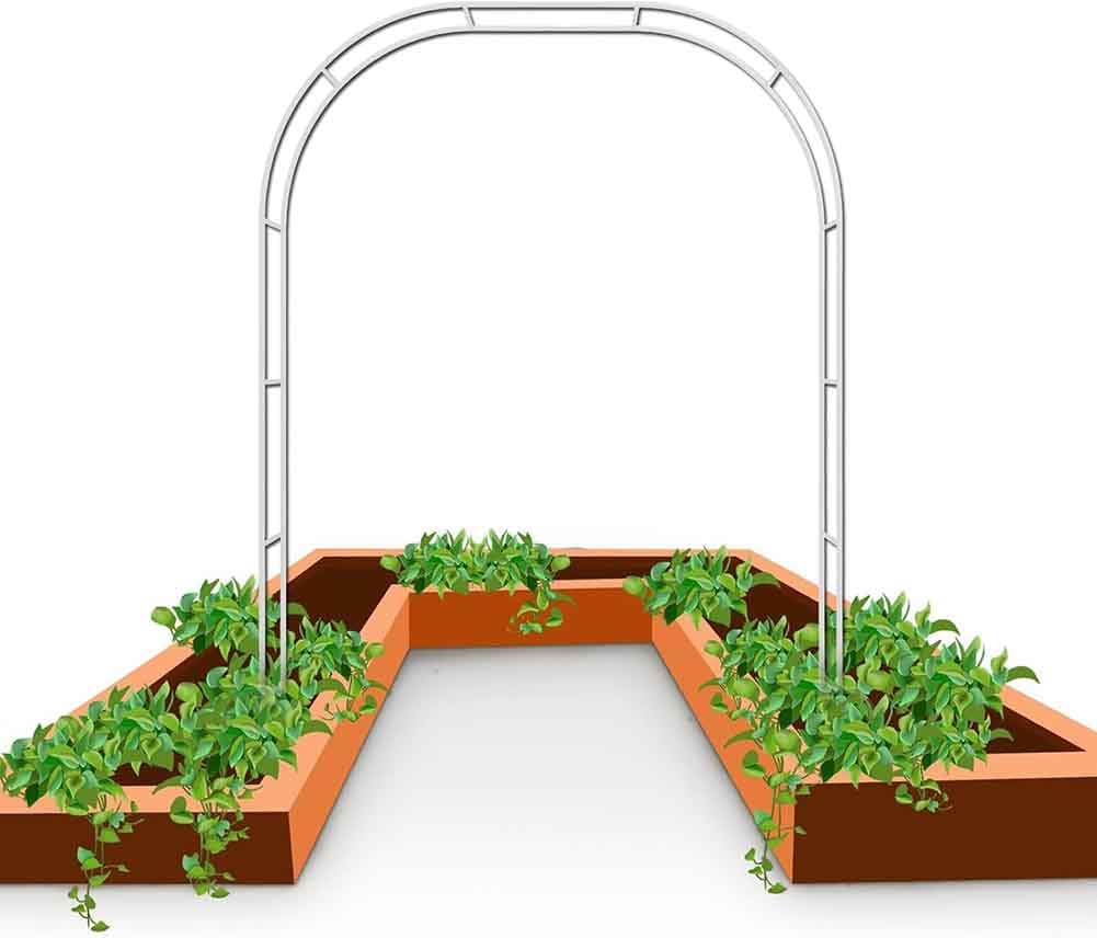 Arco da giardino in metallo resistente, bianco, 1,4 m di larghezza, resistente alle intemperie, per archi per matrimoni, per ingressi da giardino e supporto decorativo