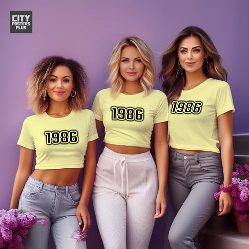 Crop top femmes 1986 en jaune beurre rétro