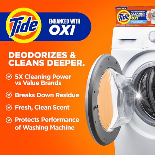 washing machine cleaner by tide washer machine cleaner with oxi for front and top loader washer machines deep cleaning odor eliminator 3 month supply