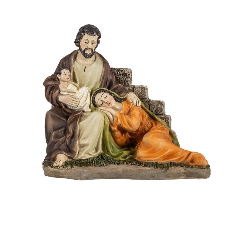 Misterio Clasico de 1 Pieza Jesus con niño en Brazos Maria dormida de Resina Pintado a Mano 18x16 cm