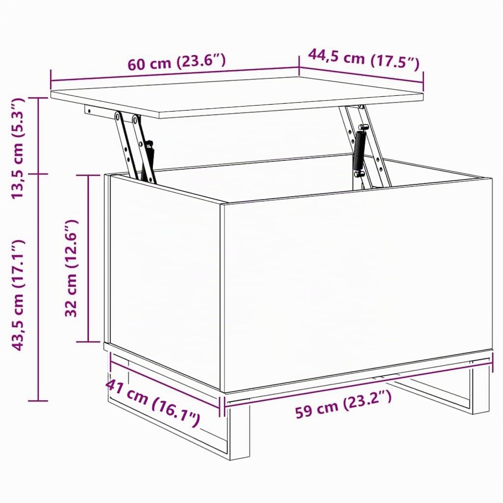 vidaXL Mesa de Centro Madera contrachapada Gris hormigón 60x44,5x45 cm