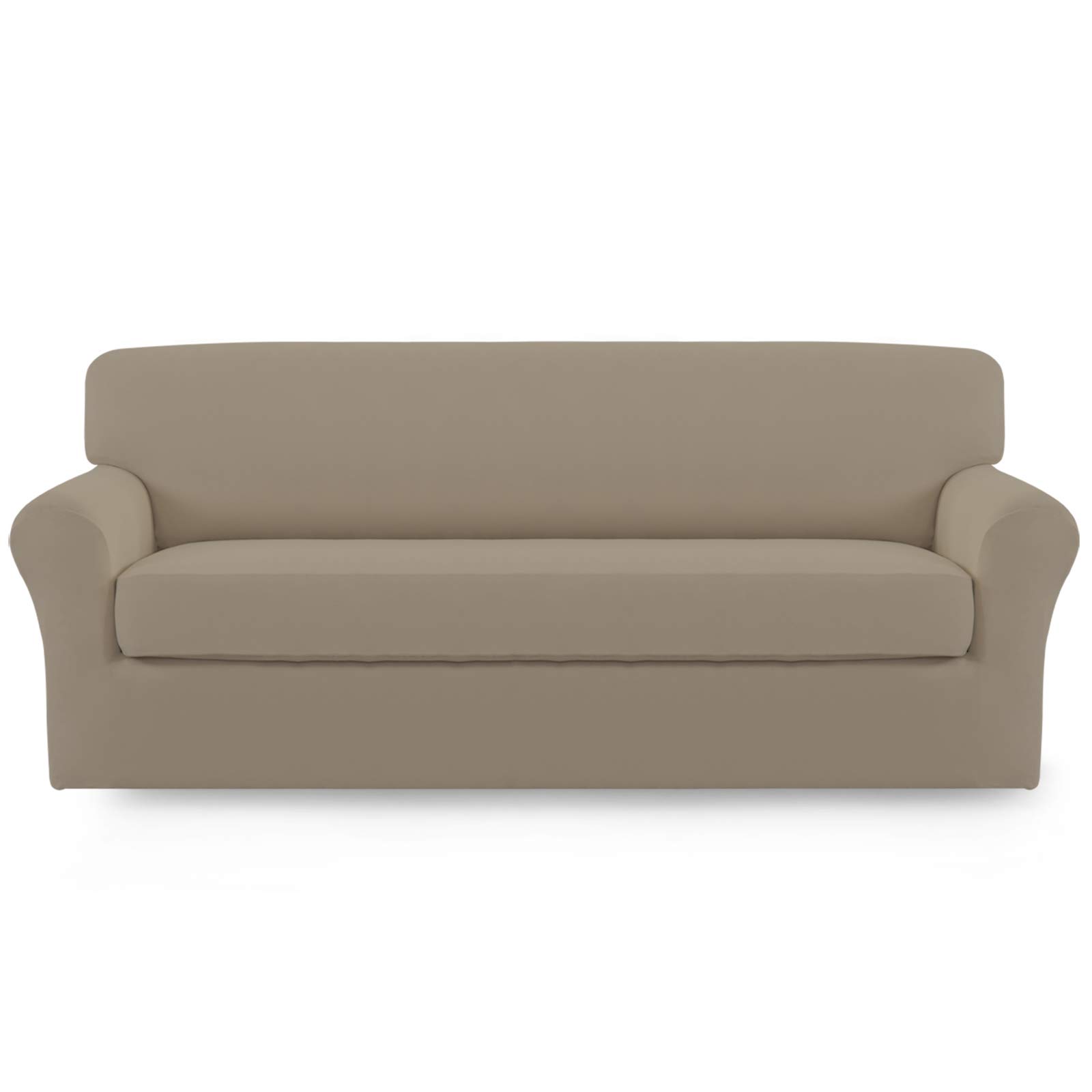 Easy-Going 2 Pieces Microfiber Stretch Sofa Slipcover – Spandex Soft Fitted Sofa Couch Cover, Washable Furniture Protector with Elastic Bottom Kids,