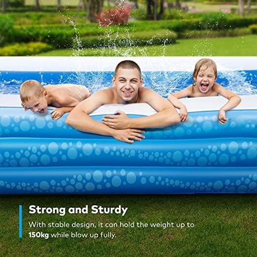 Inflatable Swimming Pool, Hesung 95" X 56"X 21" Full-Sized Family Kiddie Blow up Pool for Kids, Adults, Baby, Children, Thick Wear-Resistant Big Above Ground, Garden, Backyard Water Party for Age 3+