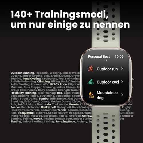 Amazfit Bip 6 Smart Watch 46mm, 14 Tage Akku, 1.97“ AMOLED, GPS & kostenloses Kartenmaterial, AI, Bluetooth Anruf Textfunktion, Gesundheits, Fitness Schlaf-Tracker, 140+ Trainingsmodi, 5 ATM, Schwarz – Bild 5