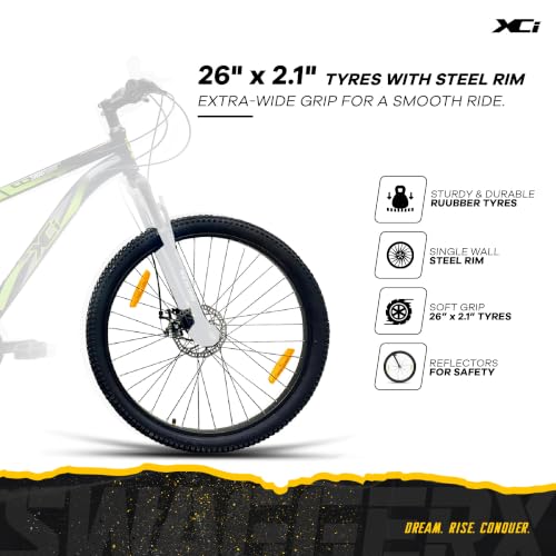 Image of XCi Swagger X 2.0 Mountain Bike | 26-Inch Tyres | 21-Speed Shimano Gears | Tuff Shox Suspension | Mechanical Disc Brakes | Youth 12+ Years |17-Inch Ultra Light Steel Frame | Black Green