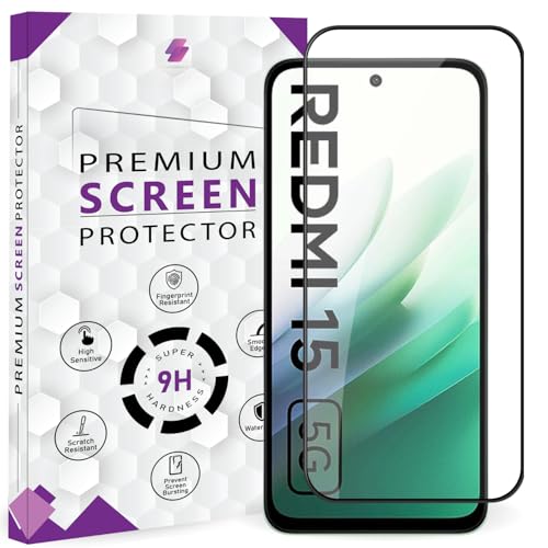 Image of Premium Tempered Glass Screen Protector Guard For Redmi 15 5G (6.9 Inch, Pack of 1) | Edge to Edge Coverage With Easy to installation kit